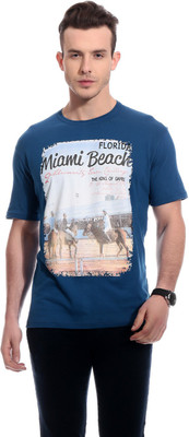 

TAB91 Printed Men's Round Neck Blue T-Shirt