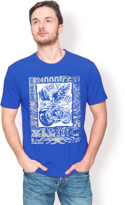 Leviticus Graphic Print Men's Round Neck Blue T-Shirt