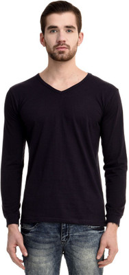 

Mi Moda Solid Men's V-neck Dark Blue T-Shirt