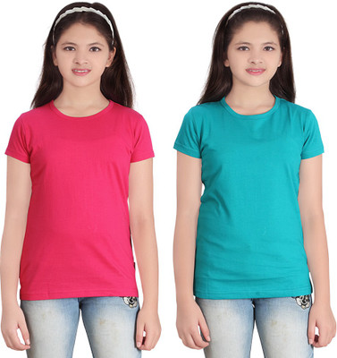 

FabTag - Sini Mini Girls Solid T Shirt(Multicolor