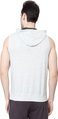 

Ajile by Pantaloons Printed Men's Hooded Grey T-Shirt, Oat melange