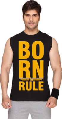 

SayItLoud Printed Men' Round Neck Black T-Shirt