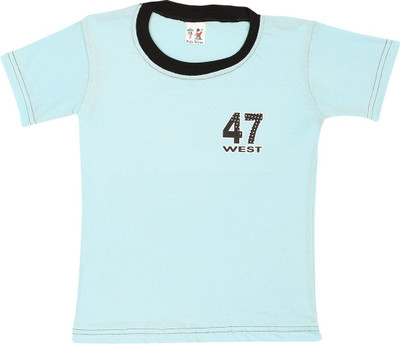 

SR Kids Boys Solid Cotton T Shirt(Light Blue, Pack of 1