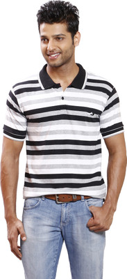

Right Shape Striped Men's Polo Neck Multicolor T-Shirt, Grey