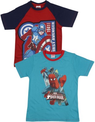 

Marvel Printed T Shirt(Multicolor, Pack of 2, T.blue/red