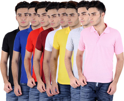 

Sanvi Traders Solid Men Polo Neck Multicolor T-Shirt(Pack of 8