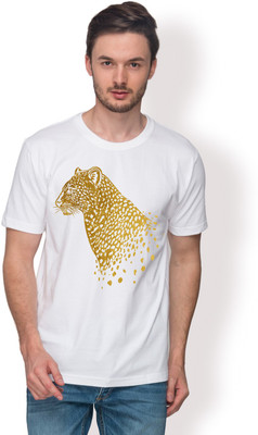 

Foyld Graphic Print Men's Round Neck White, Gold T-Shirt