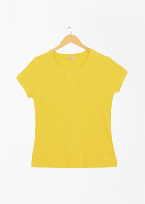 

Cherokee Solid Women's Round Neck Yellow T-Shirt