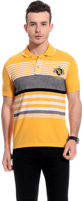 

Tab 91 Striped Men's Polo Neck Yellow T-Shirt