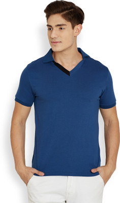 

Henry and Smith Solid Men's Polo Neck Blue T-Shirt, Deep sea