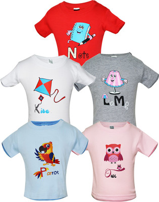 

Gkidz Boys Printed Cotton T Shirt(Multicolor, Pack of 5