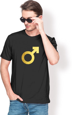 

Foyld Graphic Print Men's Round Neck Black, Gold T-Shirt