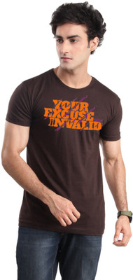 

Inkovy Graphic Print Men' Round Neck Brown T-Shirt