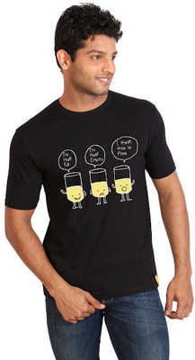 

Campus Sutra Printed Men Round Neck Black T-Shirt