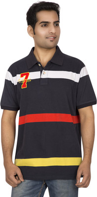 

Red Line Striped Men's Polo Neck Multicolor T-Shirt, Dark