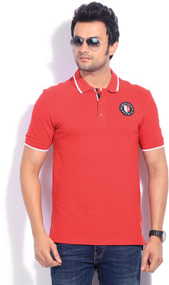 

REEBOK Solid Men's Polo Neck Red T-Shirt, Stared