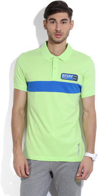 

REEBOK Solid Men's Polo Neck Blue, Green T-Shirt, Lumlim