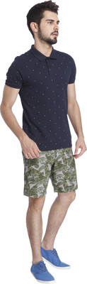 Jack & Jones Printed Men' Polo Neck Blue T-Shirt, Navy blazer