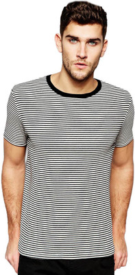 

Gallop Striped Men's Round Neck Black, White T-Shirt