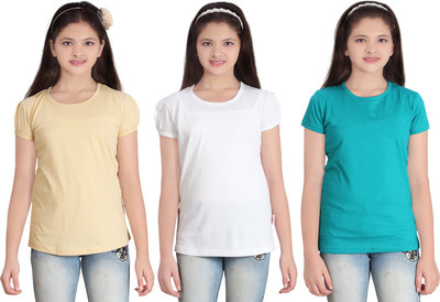 

FabTag - Sini Mini Girls Solid T Shirt(Multicolor
