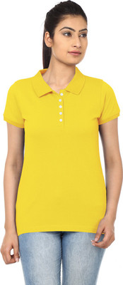 

99Tshirts Solid Women's Polo Neck Yellow T-Shirt