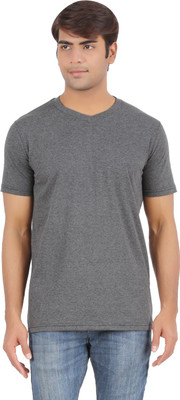 

Ap'pulse Solid Men's V-neck Grey T-Shirt, Andhra melange