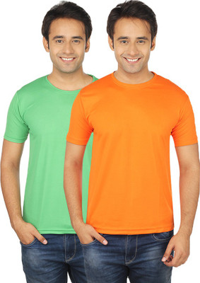 

Quetzal Solid Men's Round Neck Orange, Green T-Shirt(Pack of 2, Green;orange