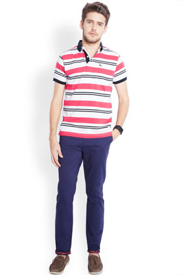 

Parx Striped Men's Polo Neck Red T-Shirt
