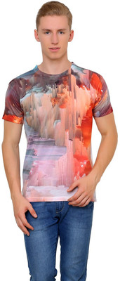 

Can Can Graphic Print Men' Round Neck Multicolor T-Shirt, White