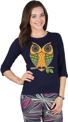 

SayItLoud Graphic Print Women's Round Neck Dark Blue T-Shirt