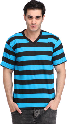 

Leana Striped Men's V-neck Light Blue, Black T-Shirt, Black;light blue