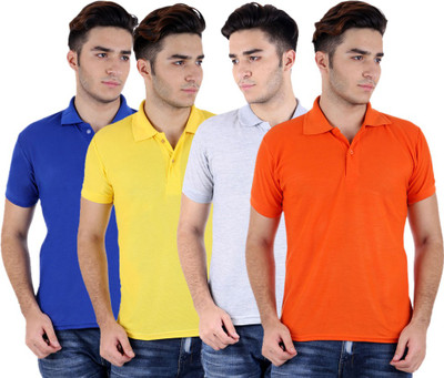 

Sanvi Traders Solid Men Polo Neck Multicolor T-Shirt(Pack of 4
