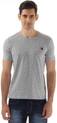 

Cloak & Decker Printed Men's Round Neck Grey T-Shirt, Grey milange