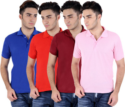 

Sanvi Traders Solid Men Polo Neck Multicolor T-Shirt(Pack of 4