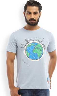 

Hulkut Printed Men' Round Neck Blue T-Shirt, Blue-02
