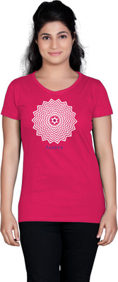 

Tantra Graphic Print Women's Round Neck Pink T-Shirt, Fuschia