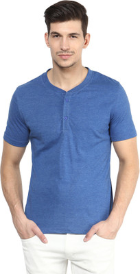 

Yellow Submarine Solid Men's Round Neck Blue T-Shirt