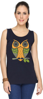 

SayItLoud Graphic Print Women' Round Neck Dark Blue, Orange T-Shirt