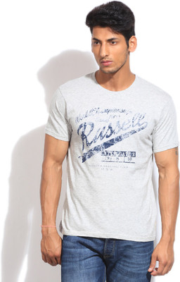 

Russell Athletic Printed Men's Round Neck Grey T-Shirt, 091vk