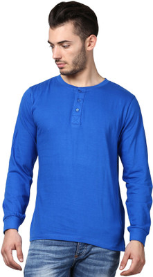 

Inkovy Solid Men's Henley Blue T-Shirt, Royal blue
