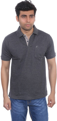 

Studio Nexx Solid Men's Polo Neck Grey T-Shirt, Dark grey