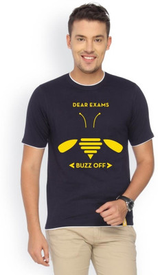 

Campus Sutra Printed Men Round Neck Blue T-Shirt