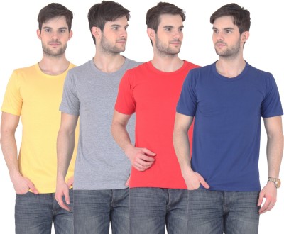 

E'Hiose Solid Men' Round Neck Multicolor T-Shirt(Pack of 4, Blue;grey;red;yellow