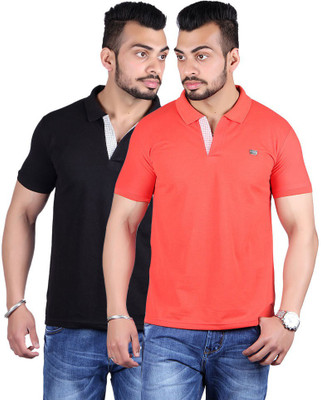 

Shineway Solid Men's Polo Neck Multicolor T-Shirt(Pack of 2, Black;carrot