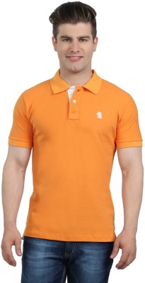 

The Cotton Company Solid Men' Polo Neck Orange T-Shirt, Light orange