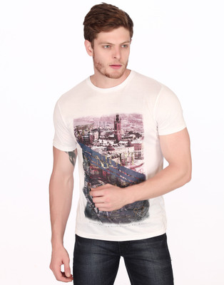 

Fritzberg Printed Men's Round Neck White T-Shirt