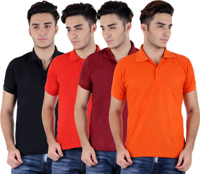 

Sanvi Traders Solid Men Polo Neck Multicolor T-Shirt(Pack of 4