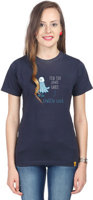 

Campus Sutra Printed Women's Round Neck Blue T-Shirt