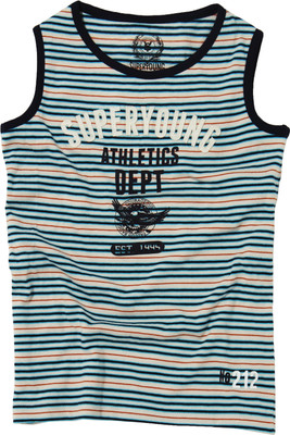 SuperYoung Boys Striped T Shirt(White, Pack of 1, Off white