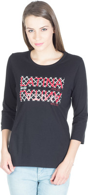 

Miss Chick Solid Women's Round Neck Black T-Shirt